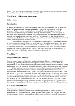The History of Learner Autonomy
