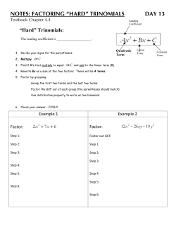13 Factoring Trinomials