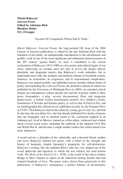 Muriel Rukeyser Selected Poems Edited by Adrienne Rich Bloodaxe