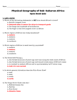 Physical Geography of Sub-Saharan Africa
