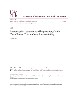 Avoiding the Appearance of Impropriety: With Great Power Comes