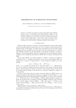 DISCRIMINANT OF SYMPLECTIC INVOLUTIONS 1. Introduction