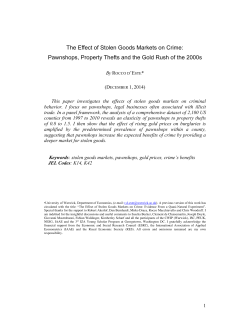 The Effect of Stolen Goods Markets on Crime: Pawnshops, Property