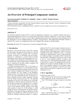 An Overview of Principal Component Analysis