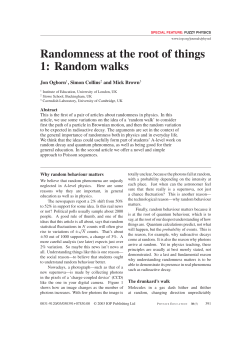 Randomness at the root of things 1: Random walks
