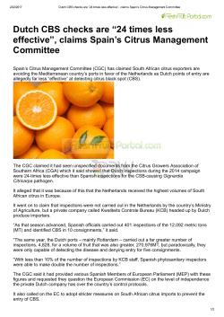 Dutch CBS checks are &ldquo;24 times less effective&rdquo;, claims Spain`s Citrus