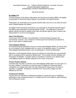 Intramural Sports Program Policies