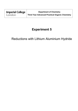 Experiment 5 Reductions with Lithium Aluminium Hydride