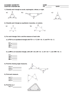 ACADEMIC GEOMETRY NAME: CHAPTER 4 REVIEW WS PD