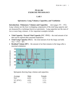 PEAK 404 EXERCISE PHYSIOLOGY LAB 3 Spirometry: Lung