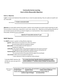Community Service Learning How to Write Measurable Objectives