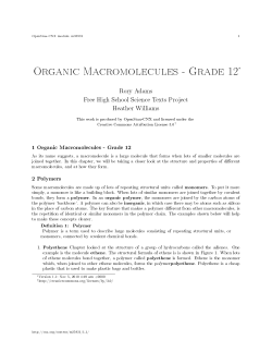 Organic Macromolecules - Grade 12