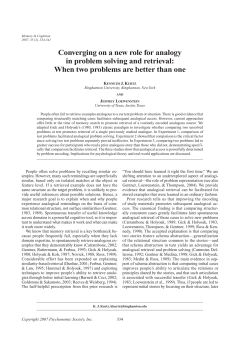 Converging on a new role for analogy in problem solving and