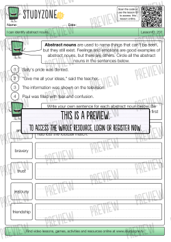Abstract nouns worksheet