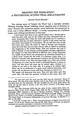"reaping the whirlwind": a provisional scopes