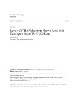 Review Of "The Philadelphia Nativist Riots: Irish Kensington
