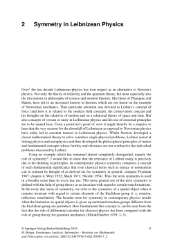 2 Symmetry in Leibnizean Physics