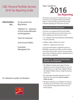 CIBC Personal Portfolio Services 2016 Tax Reporting