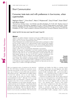 Short Communication Consumer taste tests and milk preference in