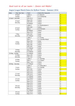 Aegon League Match Dates for Byfleet Teams &ndash; Summer 2016