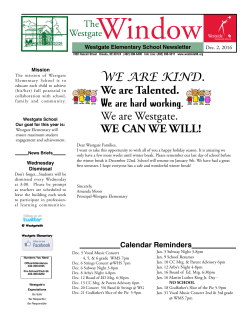 Dec. 2,2016 NEWSLETTER - Westgate Elementary School