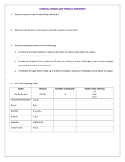 Chemical Symbols and Formula Worksheet