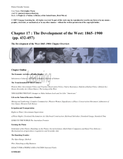 Chapter 17 : The Development of the West: 1865&ndash;1900