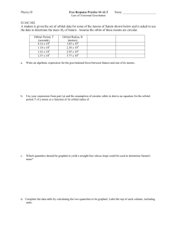 S116C-M2. A student is given the set of orbital data for some of the