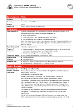 HASS History Year 9 Sample Assessment Task - K