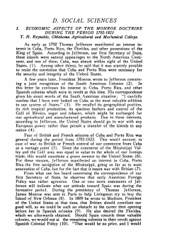 Economic Aspects of the Monroe Doctrine During the Period 1792