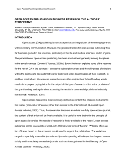 open access publishing in business research: the authors` perspective