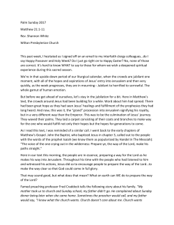 Sermon-Palm Sunday 2017 - Wilton Presbyterian Church