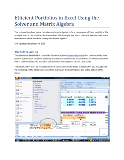 Efficient portfolios in Excel using the Solver and Matrix Algebra