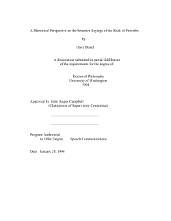 A Rhetorical Perspective on the Sentence Sayings of the Book of