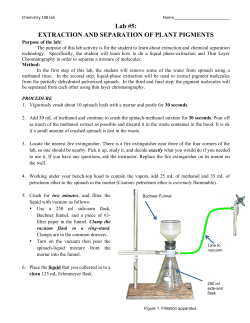 Lab #5: EXTRACTION AND SEPARATION OF PLANT PIGMENTS