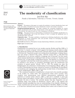 The modernity of classification - Jens