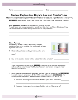 Student Exploration: Boyle`s Law and Charles` Law