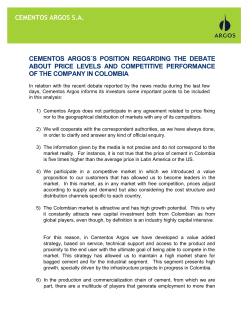 cementos argos&acute;s position regarding