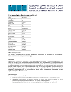 Contextualizing Contemporary Egypt
