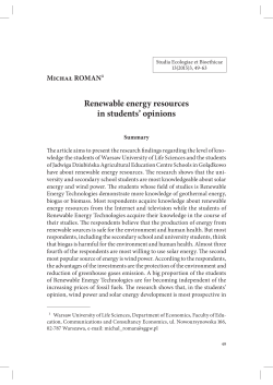 Renewable energy resources in students` opinions