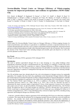 Newton-Bhabha Virtual Centre on Nitrogen Efficiency of Whole