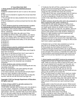 6TH ELA PRACTICE TEST 1. Which sentence uses both underlined