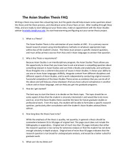 The Asian Studies Thesis FAQ