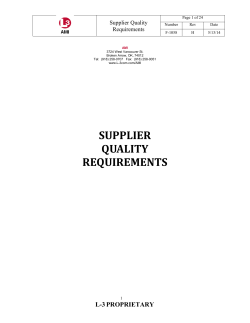 Supply Quality Requirements