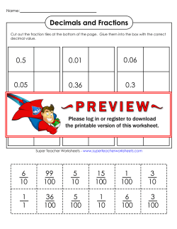 Decimals and Fractions 0.01 0.15 1.0 0.36 0.05 0.1 0.5 0.99 0.03