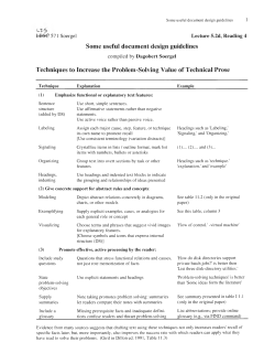 Some useful document design guidelines Techniques to Increase
