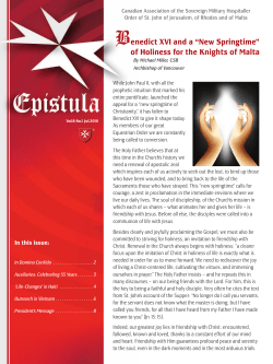 Benedict XVI and a &ldquo;New Springtime&rdquo; of Holiness for the Knights of
