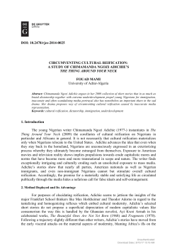 Circumventing Cultural Reification: A Study of Chimamanda Ngozi