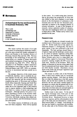 Archaeological Survey and Excavation in Southeast Botswana, 1992