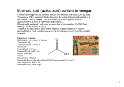 Ethanoic acid (acetic acid) content in vinegar